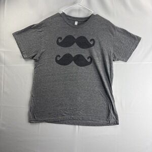 American Apparel Mens "Moustaches" Heather Gray The Track Shirt Slim Causal